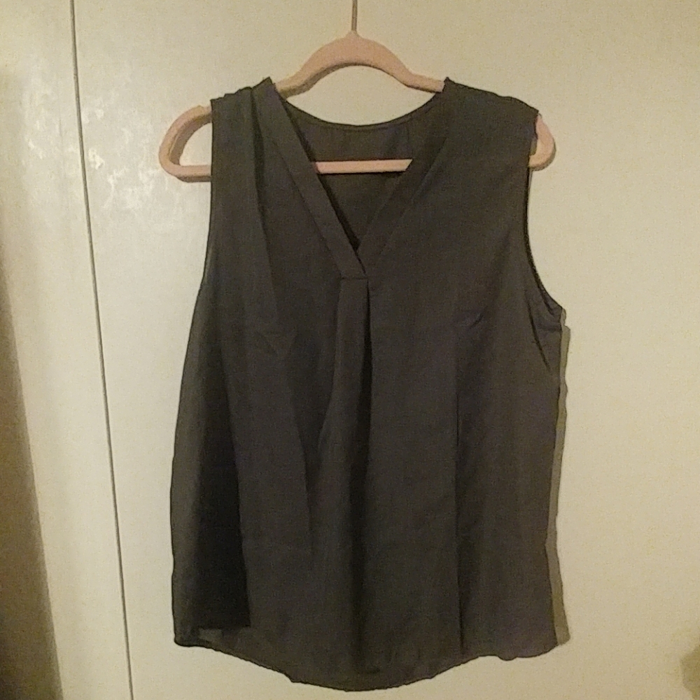 Olive Green Sleeveless Blouse